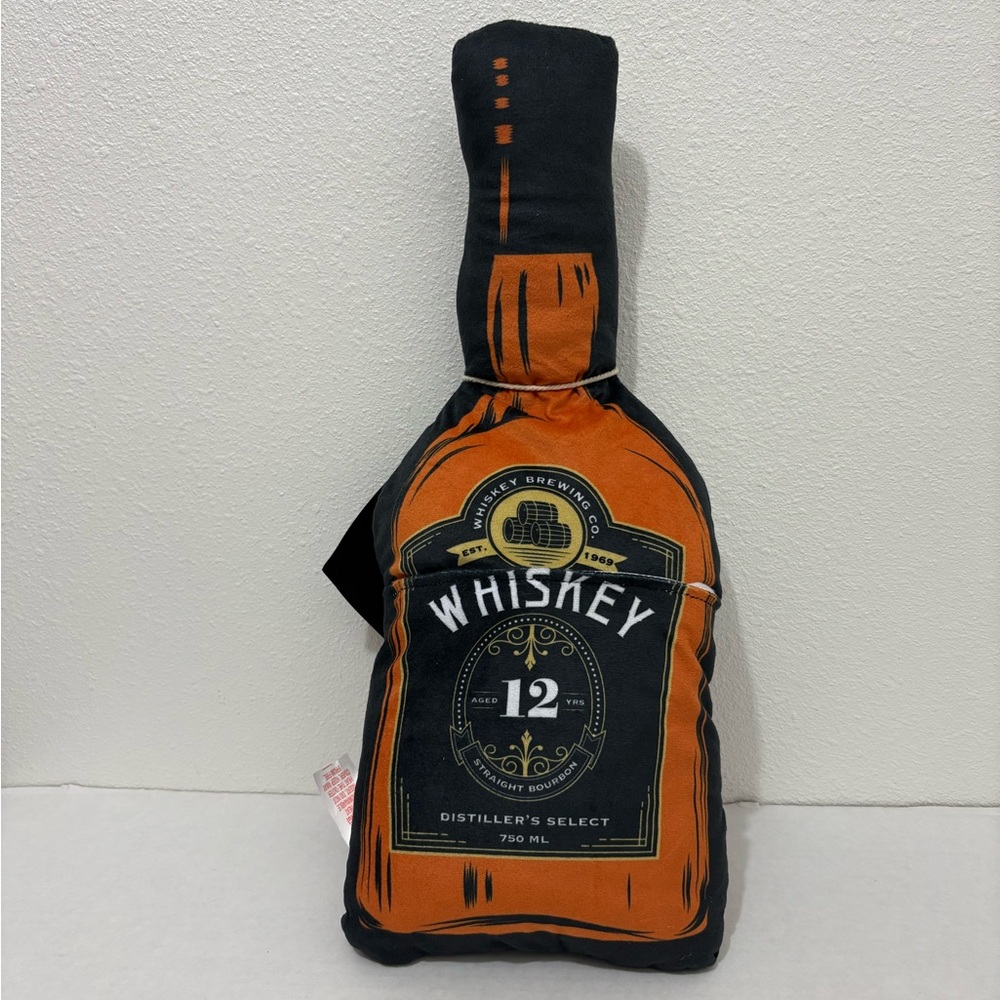 TheraWell Whiskey Bottle XXL Heated Pillow Soft Cozy Pillow NEW